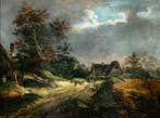 Hollandse School (XVII-XVIII) - Landweg met Boerderijen, Antiek en Kunst, Kunst | Schilderijen | Klassiek