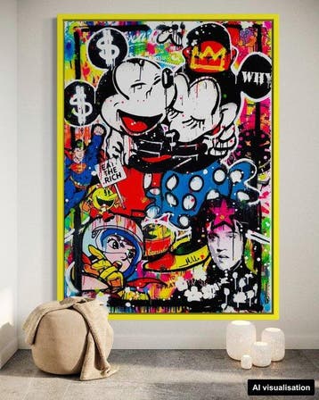 Mikko - Mickey And Minnie Mouse Hug On Frame - XXL [Unq 1/1]