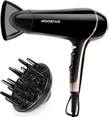 Fohn - Haardroger - Föhn met diffuser - 2400W - Zwart - Aigo, Verzenden, Zo goed als nieuw