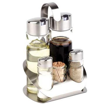 GGM Gastro | (6 stuks) menageset PRO - 5-delig - rvs houder, Verzenden, Nieuw, Effen