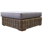 Serva voetenbank met kussen naturel rotan - suntech grey, Tuin en Terras, Tuintafels, Ophalen of Verzenden, Nieuw