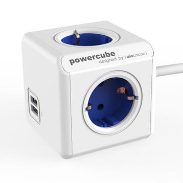 Power Cube Extended 4 stroom 2 USB ingangen Blauw (Nieuw), Ophalen, Nieuw