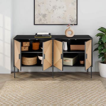 Dressoir Juna, fronten in jute-optiek, 2 kastvakken, Verzenden, Nieuw
