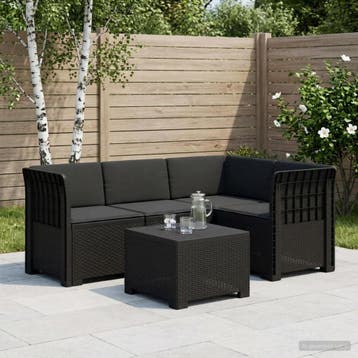 vidaXL 4-Persoons Tuinbank met Kussens Rieten Look PP, Verzenden, Nieuw