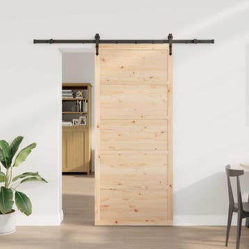 vidaXL Schuifdeur Naturel 100 x 208 cm Massief grenenhout, Verzenden, Nieuw