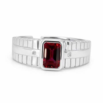 Zonder minimumprijs - Ring Verguld Robijn - Diamant - 18k, Nieuw