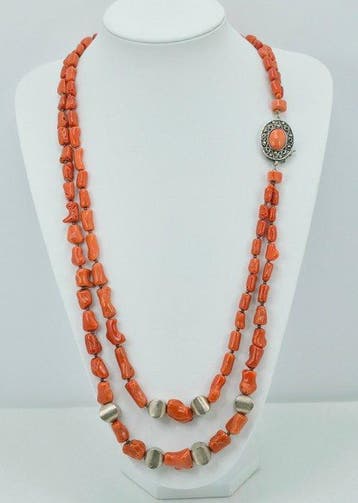 Koraal - Zilver - Halsketting - CORALLO MEDITERRANEO