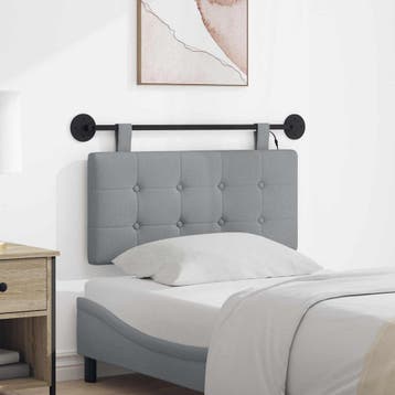 vidaXL Hangend hoofdbord Met LED-verlichting Lichtgrijs Stof, Verzenden, Nieuw, Stof