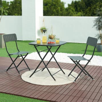 Klapstoel Sande set van 2 tuinstoelen 84,5x42x50 cm zwart [e, Tuin en Terras, Verzenden, Nieuw