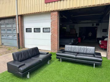 Bankstel ROLF BENZ AK 644 2,5+2zit bank zwart leer design, Huis en Inrichting, Banken | Bankstellen, Design, 150 tot 200 cm, Rechte bank