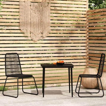 vidaXL 3-delige Tuinset zwart, Tuin en Terras, 2 zitplaatsen, Verzenden, Nieuw, Rvs