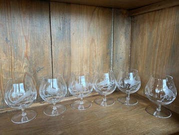 Wijnglas (6) - Glas - Val Saint Lambert, Antiek en Kunst