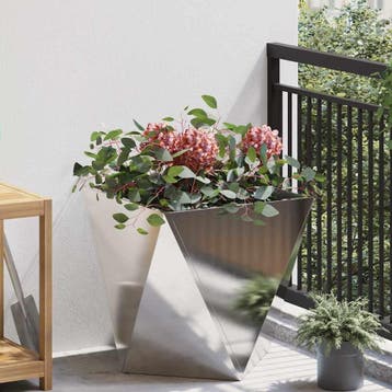 vidaXL Plantenbak Zilver 50 x 50 x 50 cm Roestvrij staal, Verzenden, Minder dan 60 cm, Nieuw, Metaal