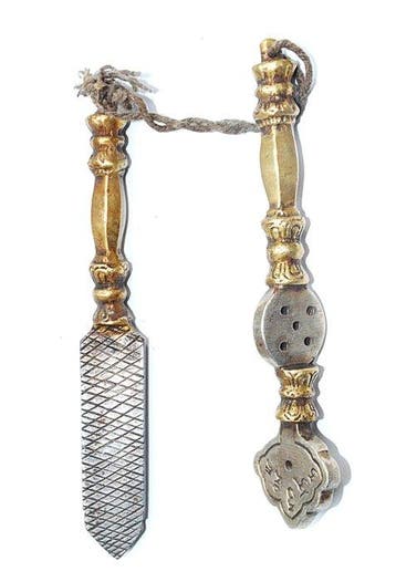 Tibetaans ritueel voorwerp tweeledig Puja Tibet Nepal 14 cm