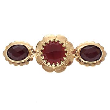 Vintage gouden broche met carneool, Gebruikt, Ophalen of Verzenden, Met edelsteen, Goud