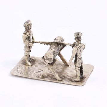 Th. H.J. de Droog. - Beeldje - De zagers. - .835 zilver