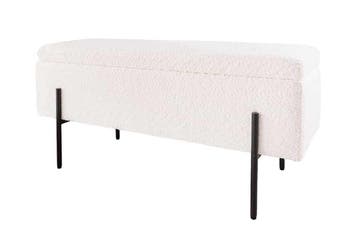 Moderne Kistbank LOFT 100cm witte Bouclé Bank met, Ophalen of Verzenden, Nieuw