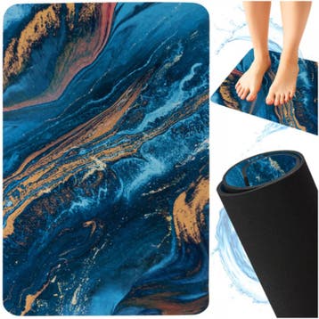 Ruhhy badmat 60x40 cm – marmerlook, absorberend, antislip, Ophalen of Verzenden, Nieuw