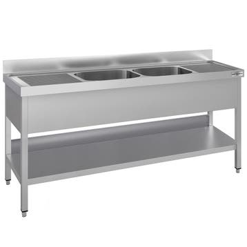GGM Gastro | RVS spoeltafel ECO - 1800x700mm - met onderblad, Verzenden, Nieuw in verpakking, RVS Meubilair