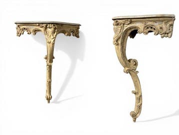 Wandtafel (2) - Deels vergulde en gepolychromeerde console