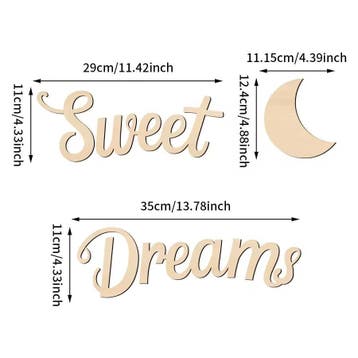 Houten wand tekst decoratie Sweet Dreams, Kinderen en Baby's, Kinderkamer | Inrichting en Decoratie, Verzenden, Nieuw, Wanddecoratie