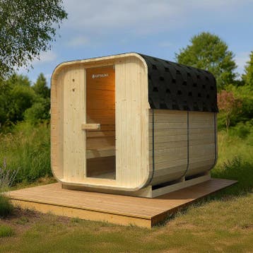 Vierkante Barrelsauna Nolvik - Incl. Toebehoren - 220x185 x1, Verzenden, Nieuw