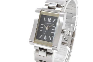 Hamilton - Rectangular Black-Dial Date Quartz - Zonder, Nieuw