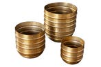 Set van 3 bloempotten ORIENT 25/20/15cm metaal goud gehamerd, Ophalen of Verzenden, Nieuw
