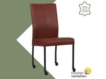 Leren eetkamerstoel Comfort met wieltjes - Granada Rouge, Huis en Inrichting, Stoelen, Nieuw, Leer, Ophalen of Verzenden, Rood