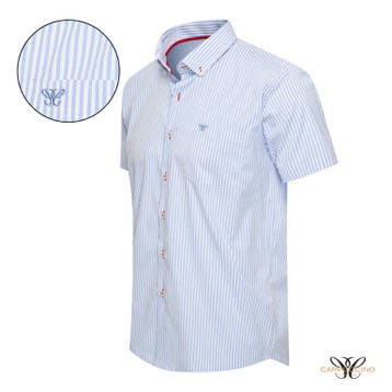 2dekans | Cappuccino Bronte shirt streepjes Lichtblauw -, Kleding | Heren, Overhemden, Ophalen of Verzenden, Zo goed als nieuw