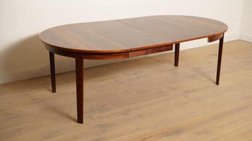 Vintage ronde eettafel | uitschuifbaar | Palissander, Ophalen of Verzenden, Nieuw