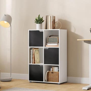 Houten Boekenkast met Deuren – 6-Vaks Opbergkast, Huis en Inrichting, Kasten | Boekenkasten, Verzenden, Nieuw