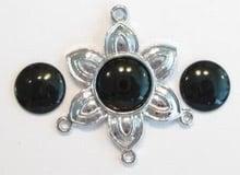 3 plaksteen glas rond Zwart 14 mm   (excl. houder), Ophalen of Verzenden, Nieuw, Overige typen