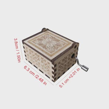 Houten Muziekdoos met Antiek Carved Design - Hand Cranked Me, Verzenden, Nieuw