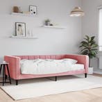 vidaXL Slaapbank met matras 100x200 cm fluweel roze, 100 cm, Eenpersoons, Verzenden, Nieuw