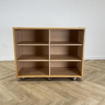 Klassehout verrijdbare schoolkast (hxbxd) 96x120x47 cm,, Ophalen of Verzenden, Gebruikt