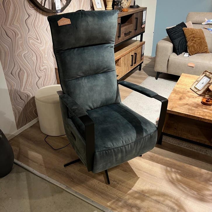 Relaxfauteuil Seduto Blauw Elektrisch - Pronto Wonen, Huis en Inrichting, Fauteuils, 75 tot 100 cm, Nieuw, 50 tot 75 cm, Ophalen of Verzenden