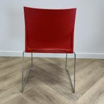 Viasit kantinestoel / stapelstoel, rood - chroom, Ophalen of Verzenden, Gebruikt, Stof, Eén