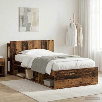 vidaXL Bedframe met opslag Oud hout 90 x 200 cm Bewerkt hout, Eenpersoons, Bruin, Verzenden, Nieuw