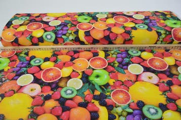 Katoen Canvas Stof Digitaal Fruit, Hobby en Vrije tijd, Stoffen en Lappen, Nieuw