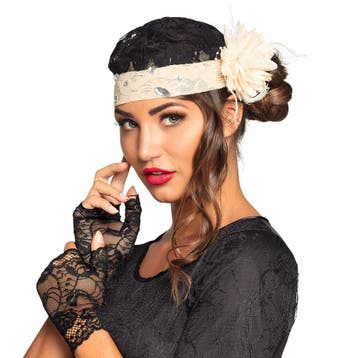 Charleston Gatsby Set Zwart/Beige, Kleding | Dames, Ophalen of Verzenden, Nieuw