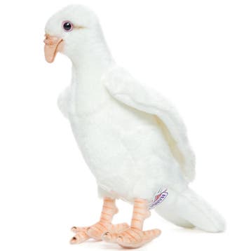 Hansa pluche duif - wit - 20 cm - realistische knuffelvogel, Verzenden, Nieuw
