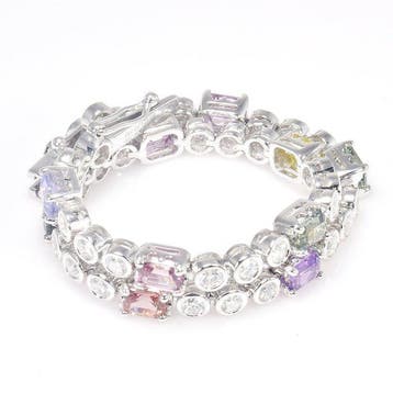 Halsketting - 18 karaat Witgoud - 3.99ct. tw. Saffier -, Nieuw