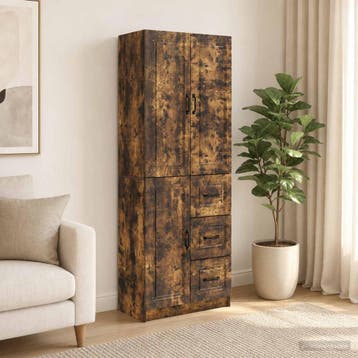 vidaXL Kastenset 2 st Gerookt eiken Bewerkt hout, Huis en Inrichting, Kasten | Buffetkasten, Minder dan 50 cm, Verzenden, Nieuw