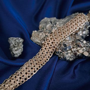 Gouden brede schakelarmband, Ophalen of Verzenden, Gebruikt, Goud, Goud