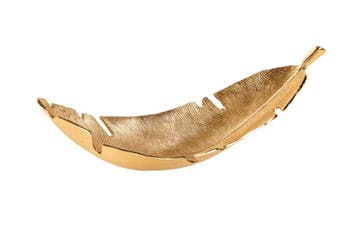 Design decoratieve kom GOUD BLAD 62cm bladgoud design metaal, Ophalen of Verzenden, Nieuw