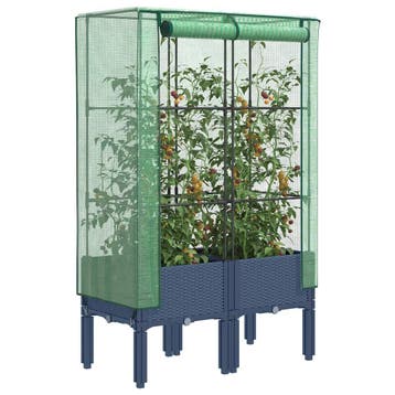 vidaXL Plantenbak verhoogd met kashoes 80x40x140 cm, Verzenden, Nieuw, Kunststof