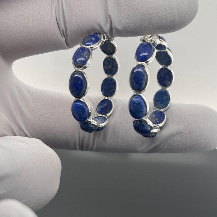 Zilver - Oorbellen - lapis lazuli, Antiek en Kunst, Kunst | Niet-Westerse kunst