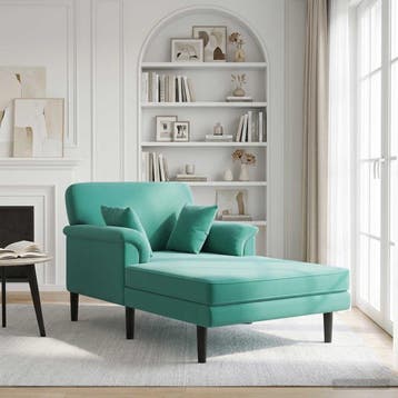 vidaXL Chaise longue Turquoise fluweel, Verzenden, Nieuw