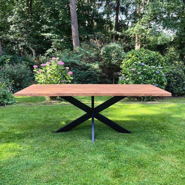 Rechthoekige tuintafel met stalen kruispoot -  240, Tuin en Terras, Tuintafels, Ophalen of Verzenden